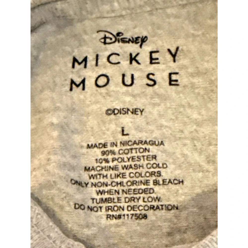 Disney Mickey Mouse Rainbow Sweatshirt Womens L Gray Cropped Graphic Pullover
